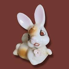 Vintage Brown White Large Eyes Happy Bunny Rabbit 2.5 ...