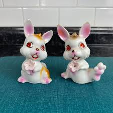 Vintage Kitsch Bunny Salt and Pepper Shakers: Red Eye ...
