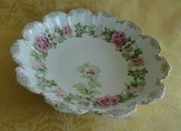 Antique Rosenthal Bavaria Porcelain Serving Bowl Pink Floral Gold Gilt Scalloped | eBay
