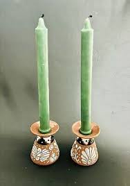 Pair Of Redware Candle Holders Keramik Keramikos Greece Handmade Hand Painted 3” | eBay