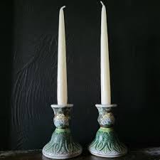 Vintage Famille Verte Bok Choy Candlesticks, Grandmillennial Chinoiserie - Etsy