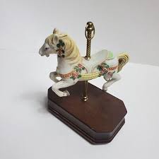 Porcelain Carrousel Horse Music With Wood Base. | eBay