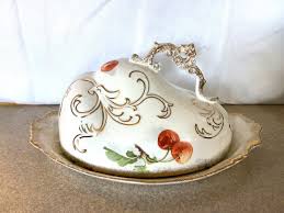 Antique Warwick China Cheese Keeper: Cherry Design, Gold ...