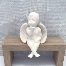 Handmade Ceramic Bisque Cherub Blowing Kiss Figurine, Unpainted Angel – JillsTreasureChest