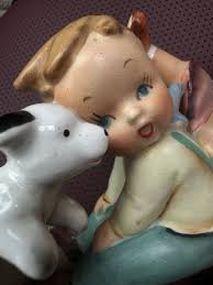 Vintage Royal Sealy Japan Boy Girl Puppy & Bird Jump Over ...