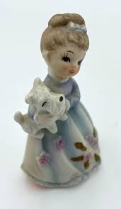 Vntg Lefton Japan Ceramic Matte Finish Girl w/White Terrier ...
