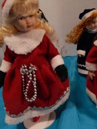 Beautiful Vintage Porcelain Christmas Dolls on Stands 7ins Tall Pre-owned. | eBay