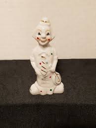 Vtg Ceramic Clown Musician Figurine w/Mandolin, Handpainted Polka Dots & Gold | eBay