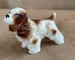Vintage Porcelain Figurine Cocker Spaniel dog brown white ...