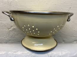 Porcelain Colander On Pedestal 9” Diameter Aluminum Handles ...