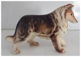 Vintage Mid-Century Modern Porcelain Collie Dog Figurine ...
