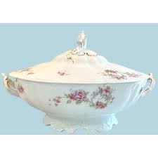 Antique Austrian Porcelain Tureen: Embossed Pink Roses, Gold Trim - Etsy