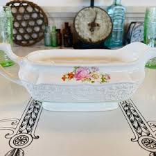 Shenango Pottery Co Vintage Blue Floral and Cream Gravy Boat - Etsy