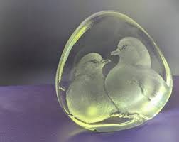 Vintage Mats Jonasson Lead Crystal Turtle Doves Sculpture ...