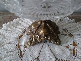 CRYSTAL LARGE VINTAGE L & L 1012 OVAL COMPOTE WITH GOLD METAL BASE | eBay