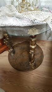 Vintage Cherub Coffee table w/ Marble bottom and Smokey glass top With 3 Matching Round End Tables for Sale in Spanaway, WA - OfferUp