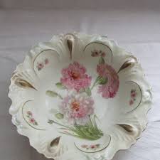 VINTAGE GERMANY BOWL HAND PAINTED PINK FLOWERS & GREEN LEAVES SIGNED BY ARTIST | eBay