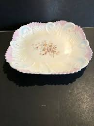 Early Antique RS Prussia Mold Daisy Pink and Blue Flowers Square Plate OM10A | eBay