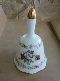 Vintage Rose Bouquet White Porcelain Bell w/ Rose Decoration ...