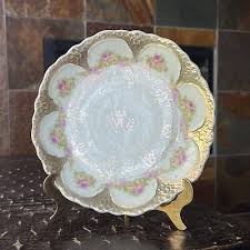 Antique Limoges Handpainted Gold Gilt 8.5” Unmarked Pink ...