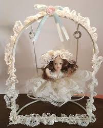 SHOW STOPPERS "ALLIE" MINIATURE PORCELAIN DOLL 3” ON SWING 6” NEW MINT IN BOX | eBay