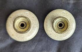 Pair Vintage Old Round Ceramic Brass Dresser Drawer Furniture Knob Pull Handle | eBay