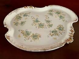 ANTIQUE LIMOGES W GUERIN DRESSER TRAY Handpainted Blue ...