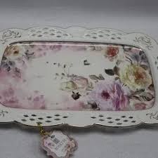 Rosette | Dining | Rosette Floral Rectangular Serving Tray ...