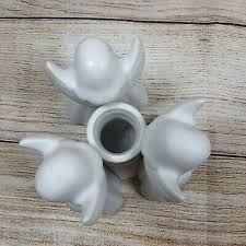 Vintage Porcelain Bisque Candle Holder White Angel Trio Christmas Centerpiece | eBay