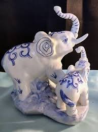 Elephant Figurines Iridescent, Trunks Up. Set of Three. | eBay