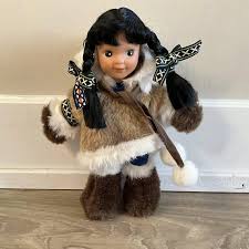 Vintage Eskimo Girl Doll, Faux Fur Coat, Arctic Circle ...