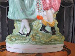 Rare Staffordshire Gypsy Harvest Dancing Couple Large Flatback Figurine c.1860 | eBay