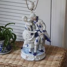 Figurine Lamp Base Blue & White Colonial Style Victorian Dancing Couple Porcelain Ceramic 12" Lamp Base Grandmillennial Decor Needs Rewiring - Etsy