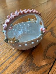 Small Ceramic White Vintage Basket With Flowers in Excellent Condition! - Etsy