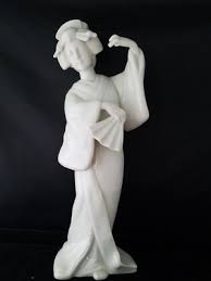 Vintage KPM White Porcelan Ceramic Geisha Girl Holding Fan Figurine 11"h | eBay