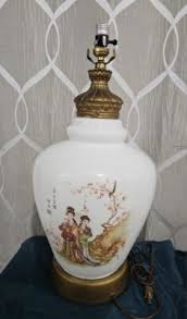 Asian Fine White Glass Hand Painted Large Ginger Jar Lamp ...