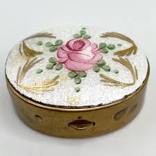 Vintage | Other | Guilloche Enamel Flower Gold Vintage Trinket Pill Box | Poshmark