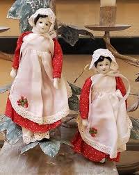 VINTAGE PORCELAIN TWIN DOLLS CHRISTMAS ORNAMENTS WITH A GOLD ...
