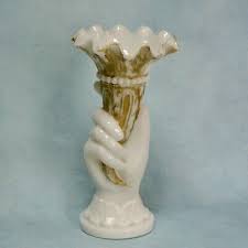 Vallerysthal White Opaline Glass Hand W/ Torch Vase 8.25 ...