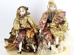 Vintage Porcelain Bisque Clown Sitting on Gold Pillow ...