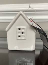 New White Ceramic Light Up Valentine"s Day House with Decorative Heart Cutouts | eBay