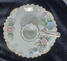 Vintage Lefton China Candlestick Holder 3D Floral Finger ...