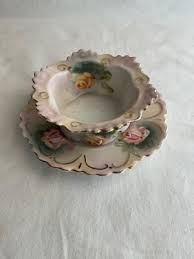 M Z Austria Antique Ramekin & Saucer Finger Bowl Pink Rose ...