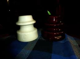 VINTAGE LOCKE 44 & CIRCLE B White Brown 3 1/2" Porcelain Insulator Lot Of 2 VG ! $32.50 - PicClick