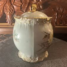 Antique T&v Limoges France Hand Painted Biscuit Jar | Chairish