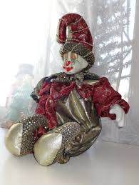 Vtg Pierrot Huge 18" Harlequin Clown Doll Porcelain Head ...