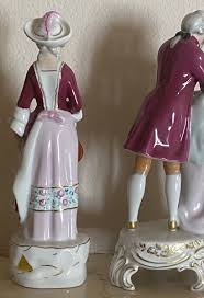 Royal Dux 2 Porcelain Figurines Courting Couple On Footed Base & Lady Dark Pink | eBay