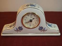 Elgin Porcelain Mantel Clock White w/Blue Flowers Gold Trim | eBay