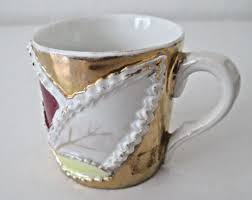 Antique Porcelain Floral Leaves Metallic Embossed Espresso ...