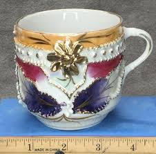 Antique Luster-ware Raised Floral Pattern Coffee Mug Made in ...